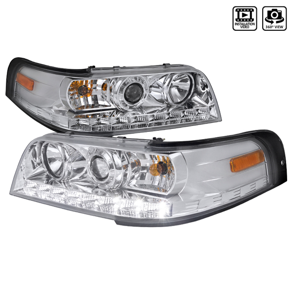 Spec-D Tuning 98-11 Ford Crown Victoria Projector Headlight Chrome Housing 2LHP-VIC98-TM